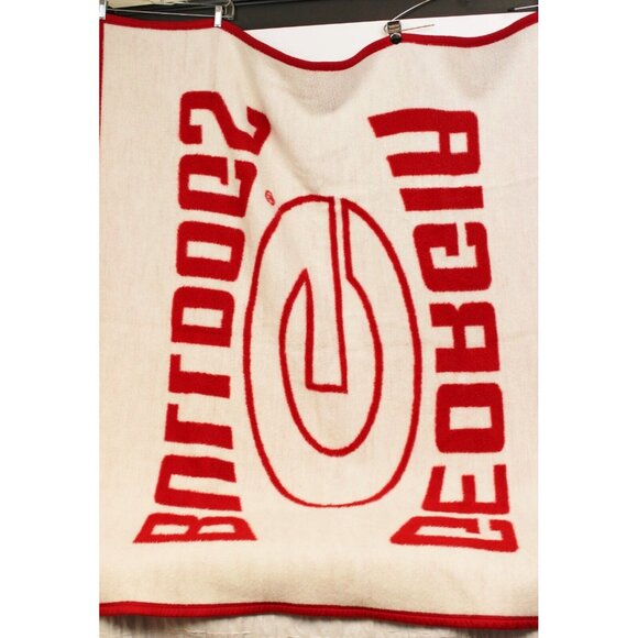 Biederlack Georgia Bulldog Plush Throw Blanket Ga UGA Red White Reversible - Picture 4 of 6
